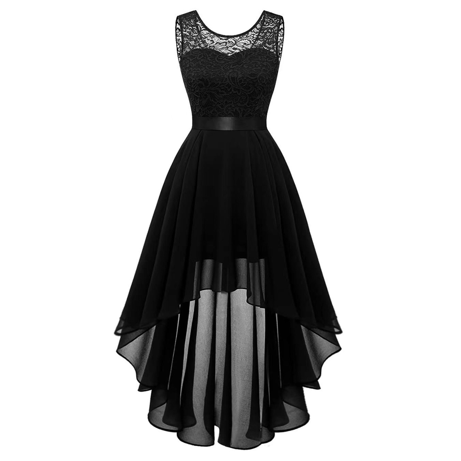 thumbnail image 4 of Vestido de cóctel sin mangas con estampado floral para mujer: elegante vestido de noche de dama de honor con abertura lateral para bodas y fiestas, 4 of 5